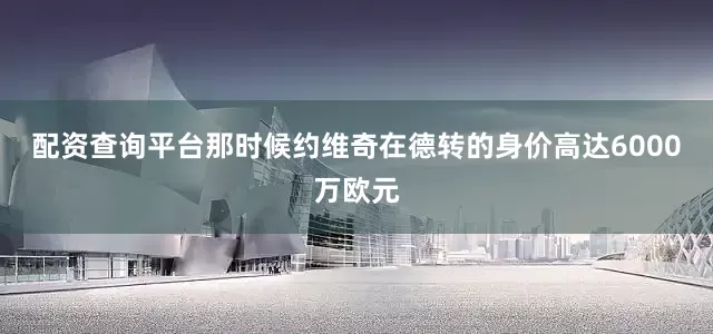 配资查询平台那时候约维奇在德转的身价高达6000万欧元